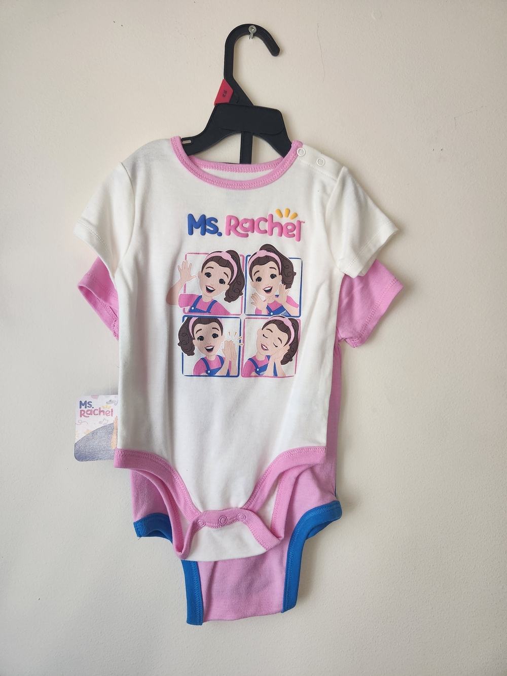Ms. Rachel Pink Blue And White Onesie Set Of 2